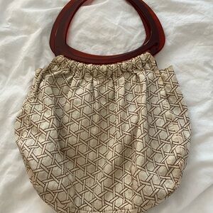 Vintage Cream and Brown Women's Bag